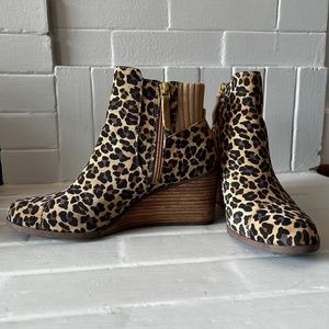 TOMS animal print wedge bootie